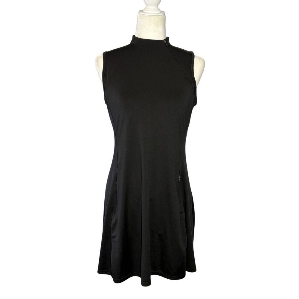 Tee Time sleeveless black high neck golf dress - M